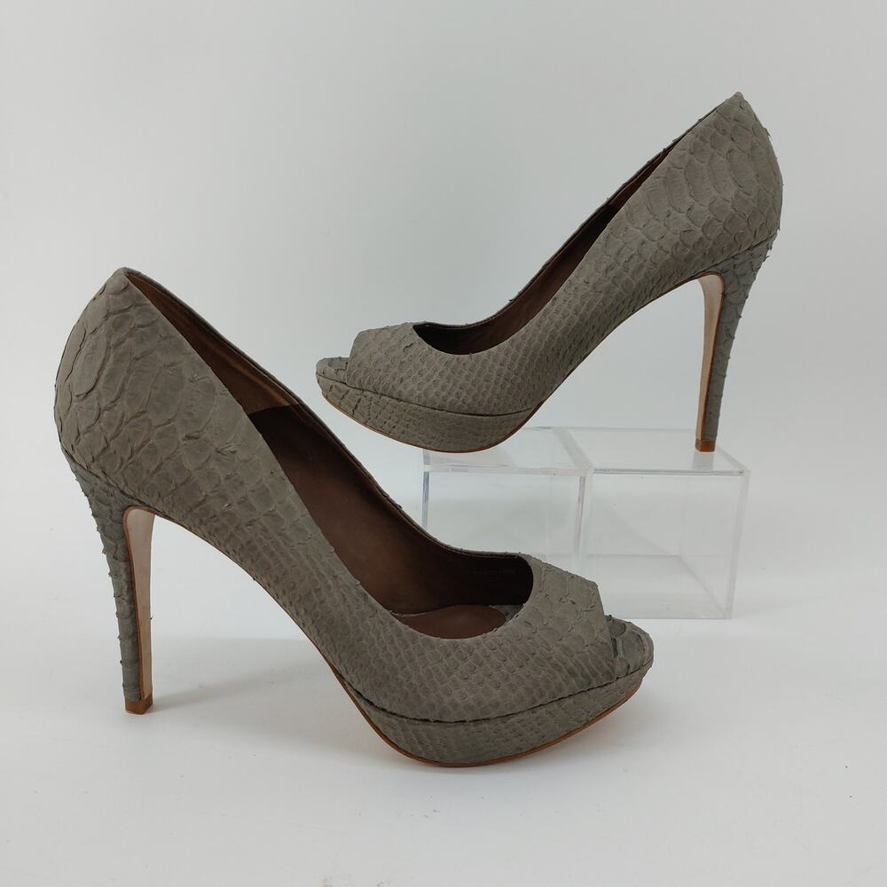 Zara Snake Embossed Animal print Pumps High Heels Open Toe Size 39 - Picture 13 of 14